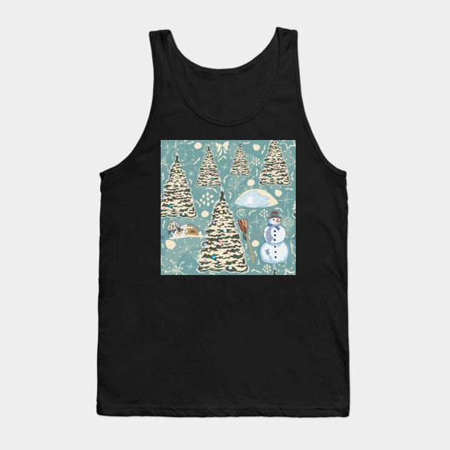 Christmas Pattern with Snowman Tank Top by Creative Meadows